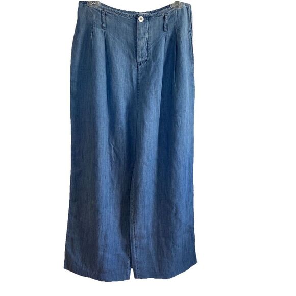 Rails Jess Linen Blend Chambray Wide Leg Pants Blue Size Medium - Picture 13 of 13